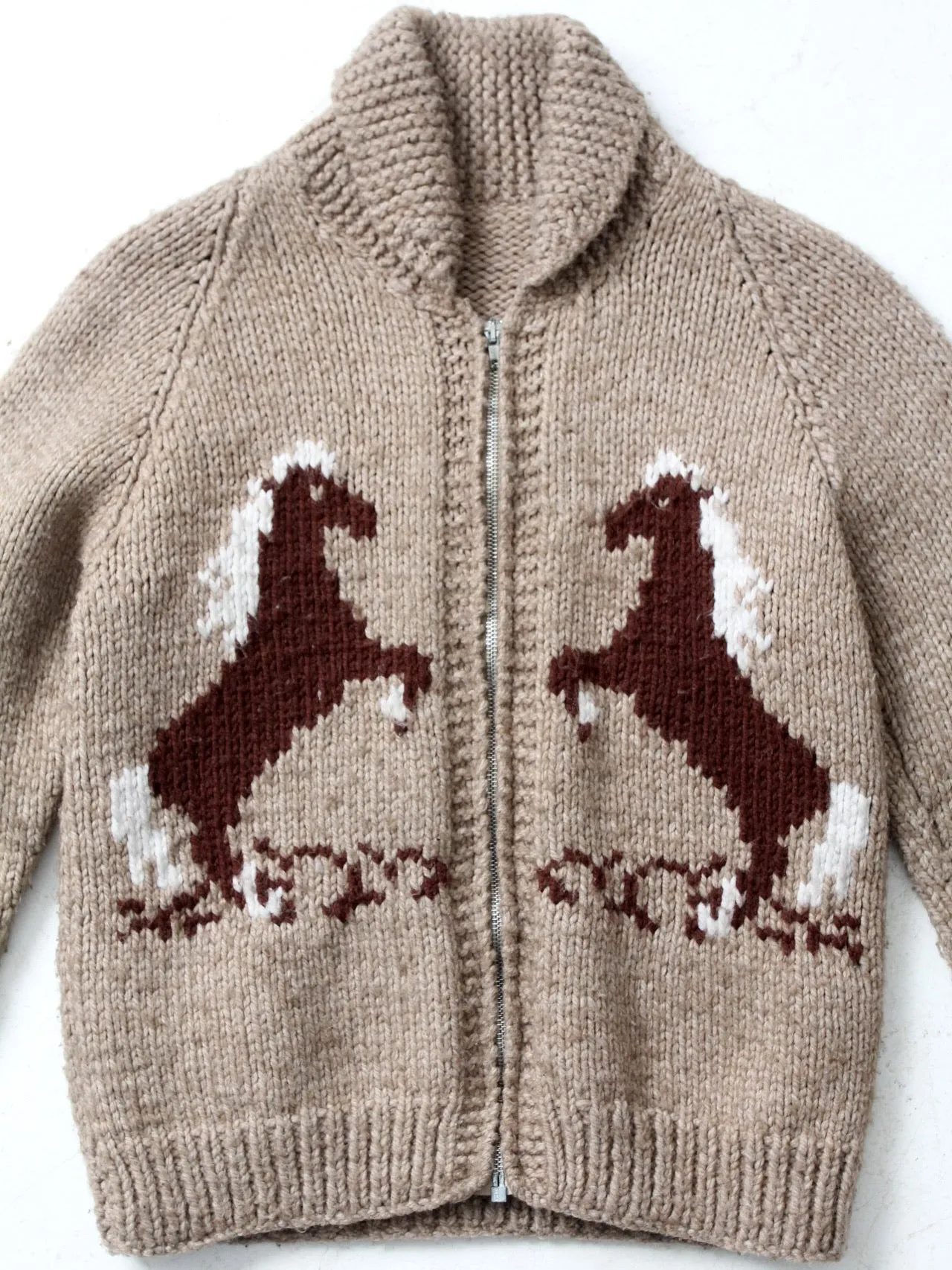 vintage hand knit cowichan style horse sweater