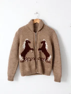 vintage hand knit cowichan style horse sweater