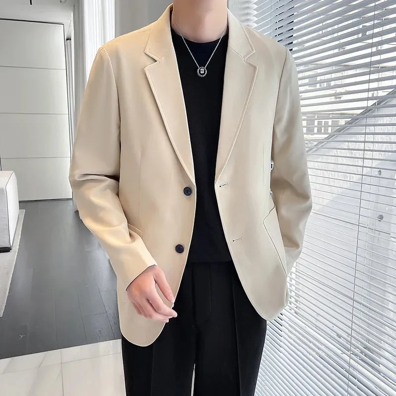 Wiaofellas  -  Korean Clothes Male High-end Suit Solid Color Business Formal Casual Jacket for Men Blazer Single Breasted Blazers Men