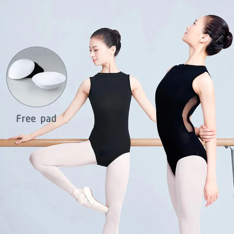 Women Ballet Leotards Cotton Mesh Gymnastics Leotard Sexy Backless Girls  Ballet Dance Clothing