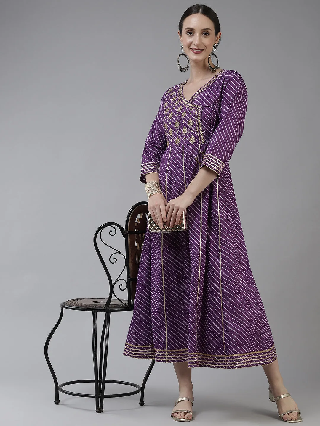 Women Purple Cotton Dress