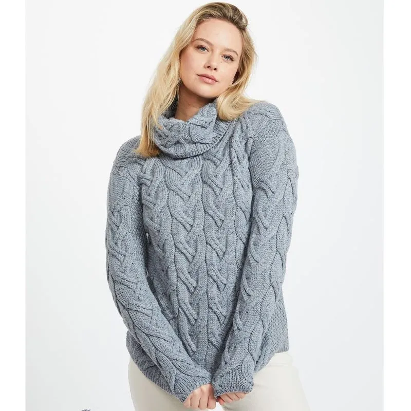 Women's Chunky Turtleneck Irish Sweater