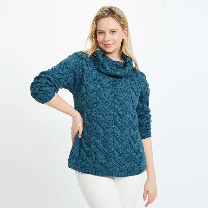 Women's Chunky Turtleneck Irish Sweater