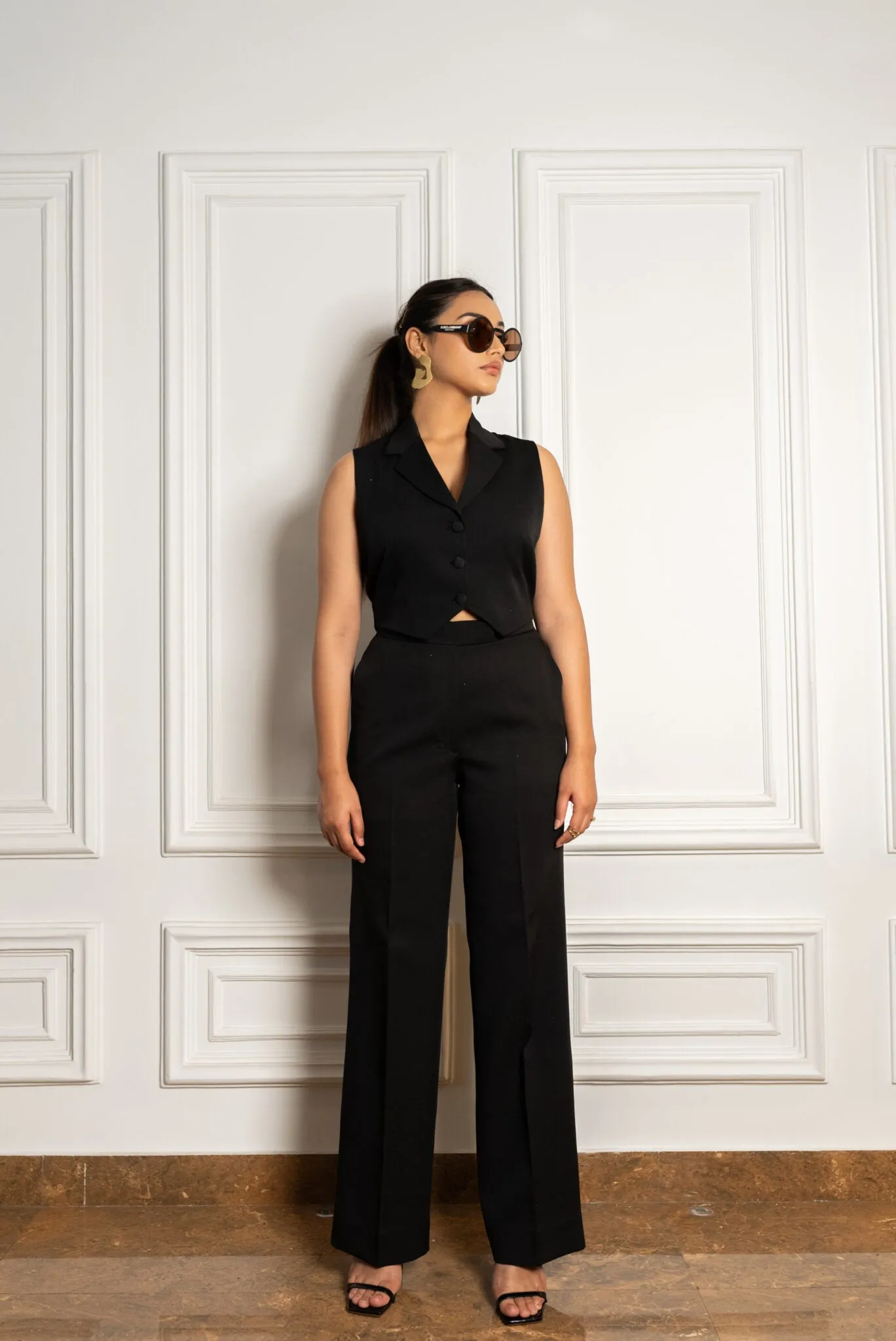 Women's formal solid 3-piece  Pantsuit with Waistcoat