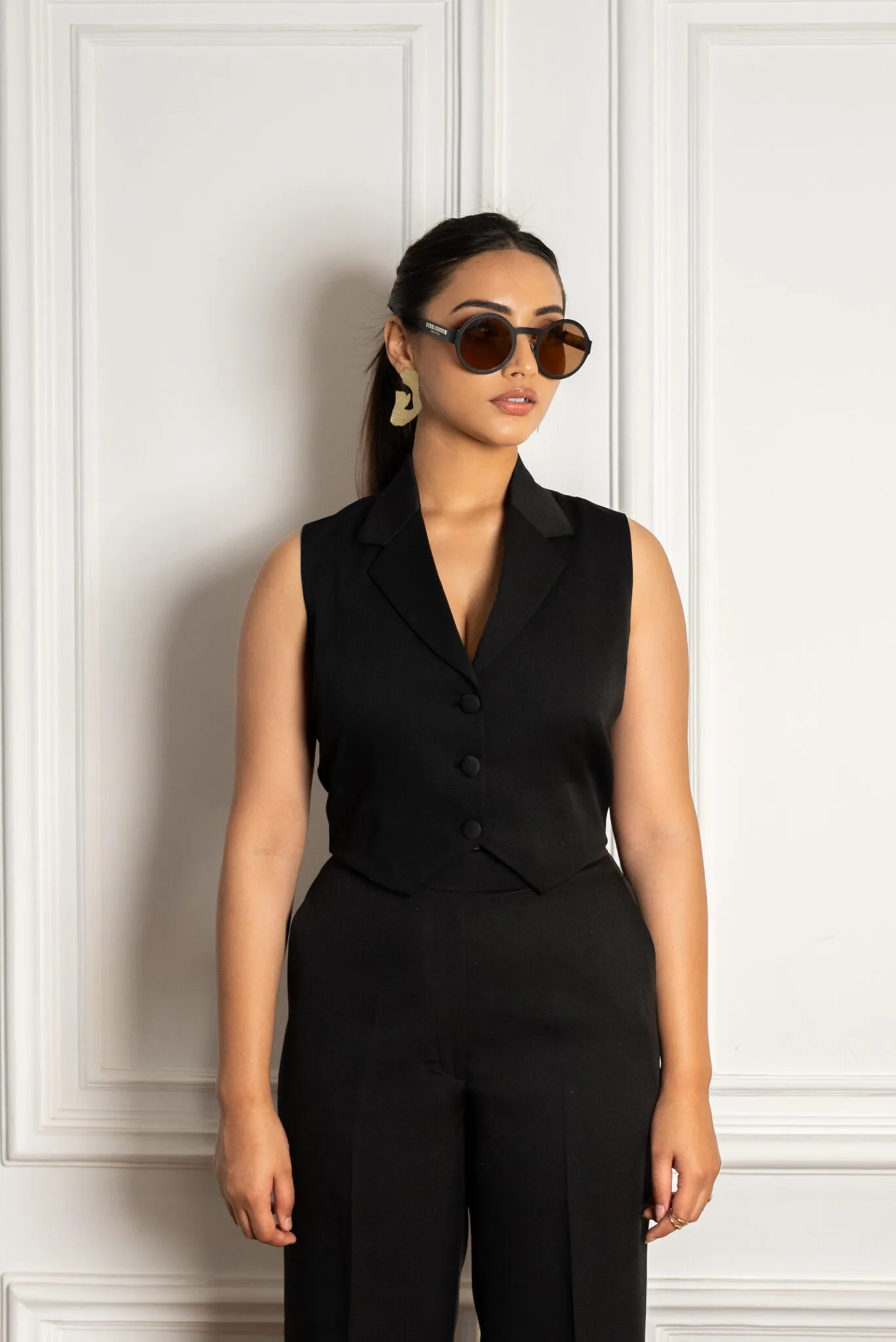 Women's formal solid 3-piece  Pantsuit with Waistcoat