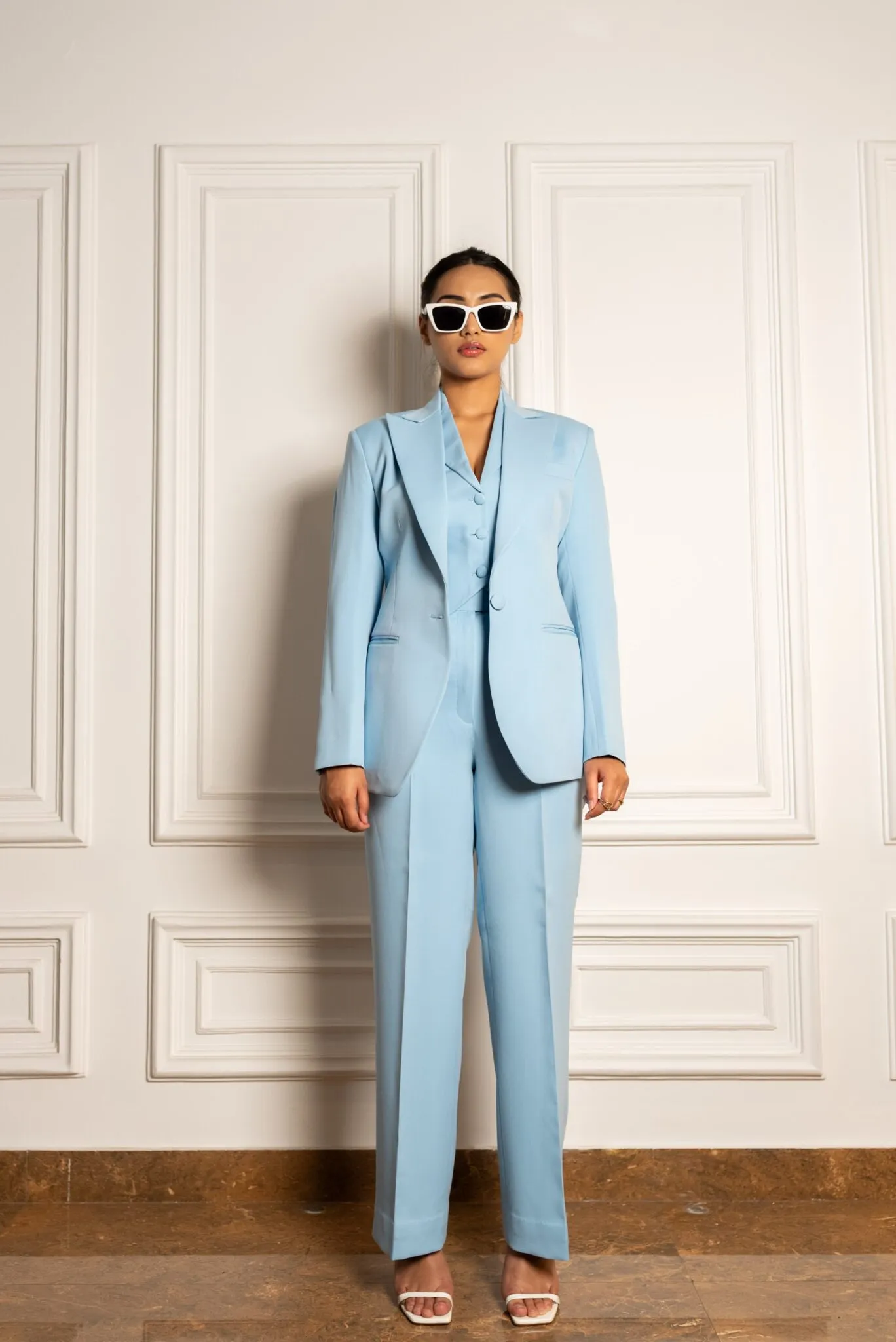 Women's formal solid 3-piece  Pantsuit with Waistcoat