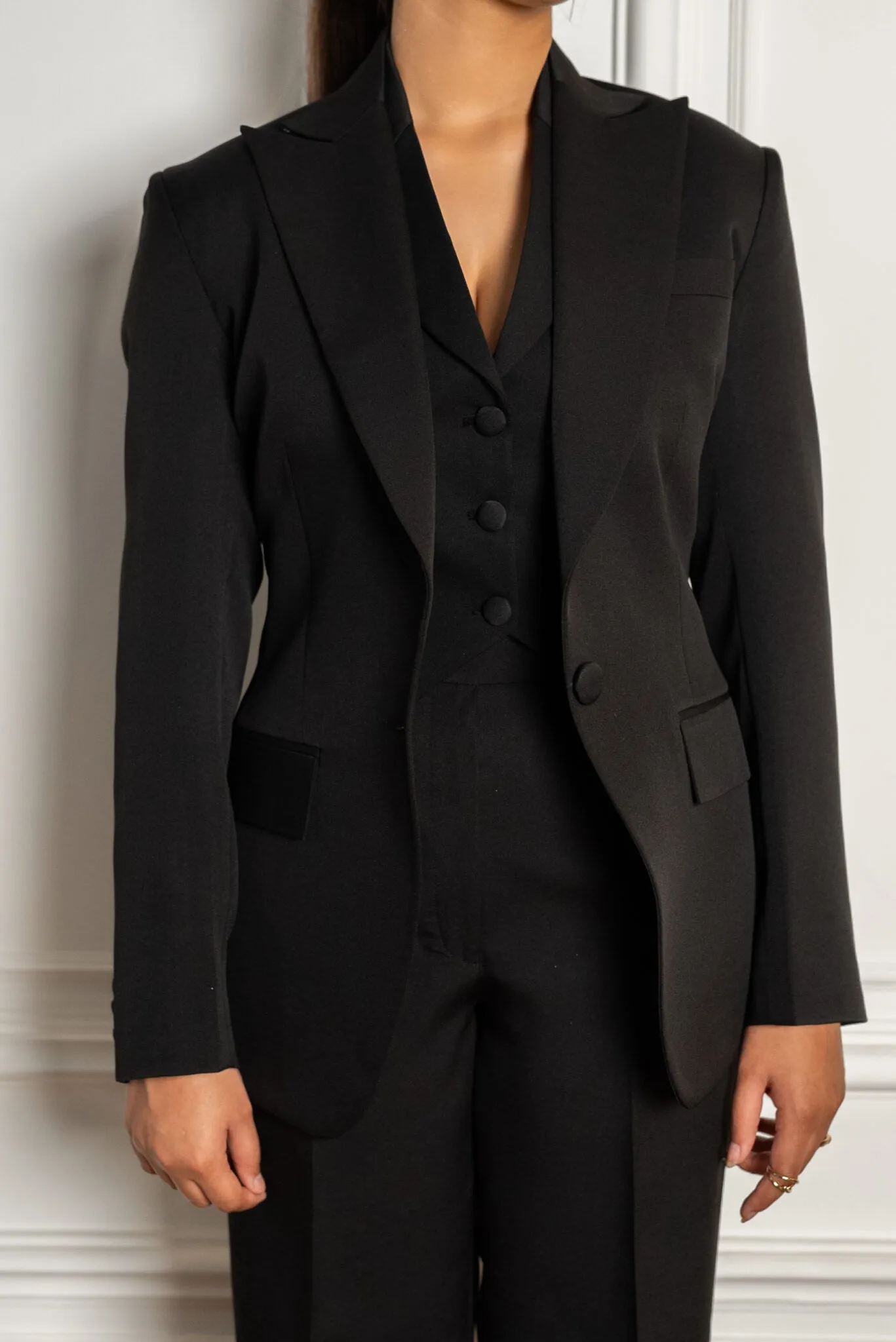 Women's formal solid 3-piece  Pantsuit with Waistcoat