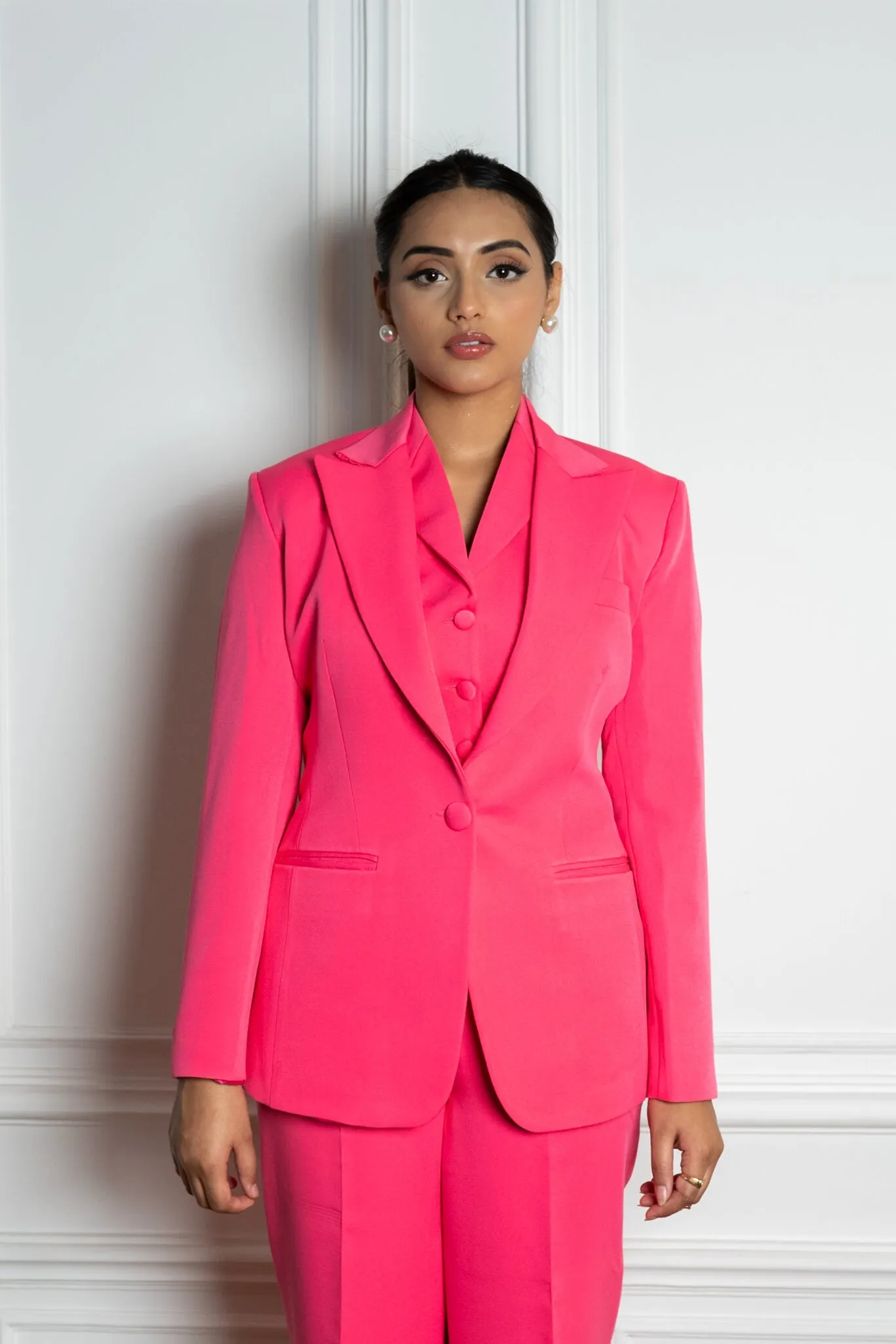 Women's formal solid 3-piece  Pantsuit with Waistcoat