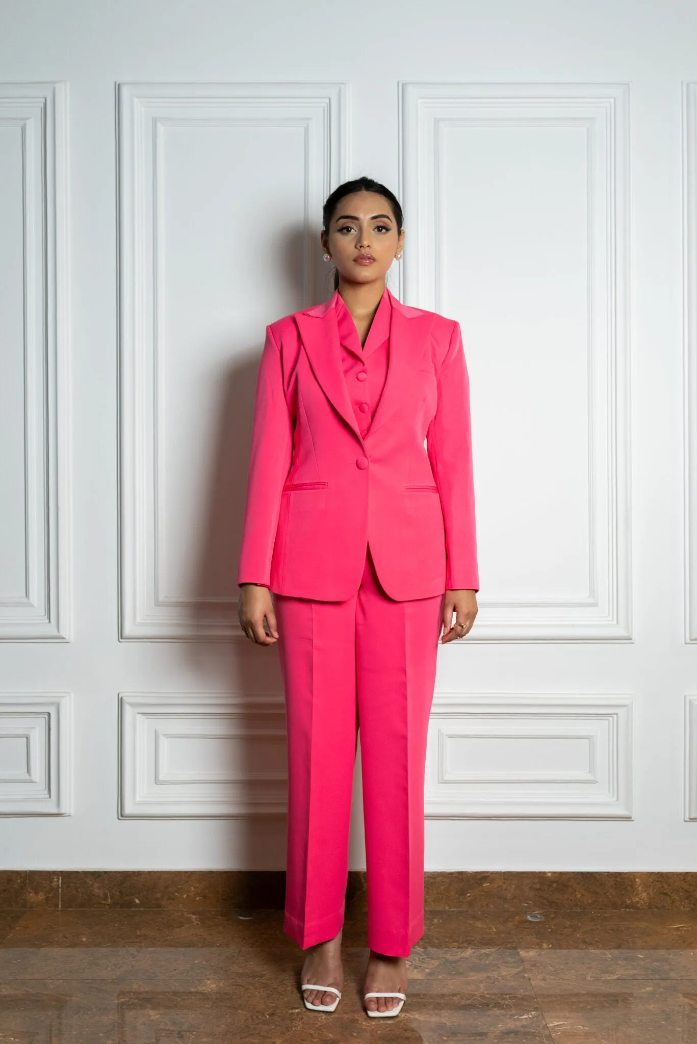 Women's formal solid 3-piece  Pantsuit with Waistcoat