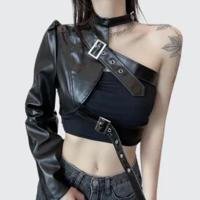 Women's Leather Jacket With Belt