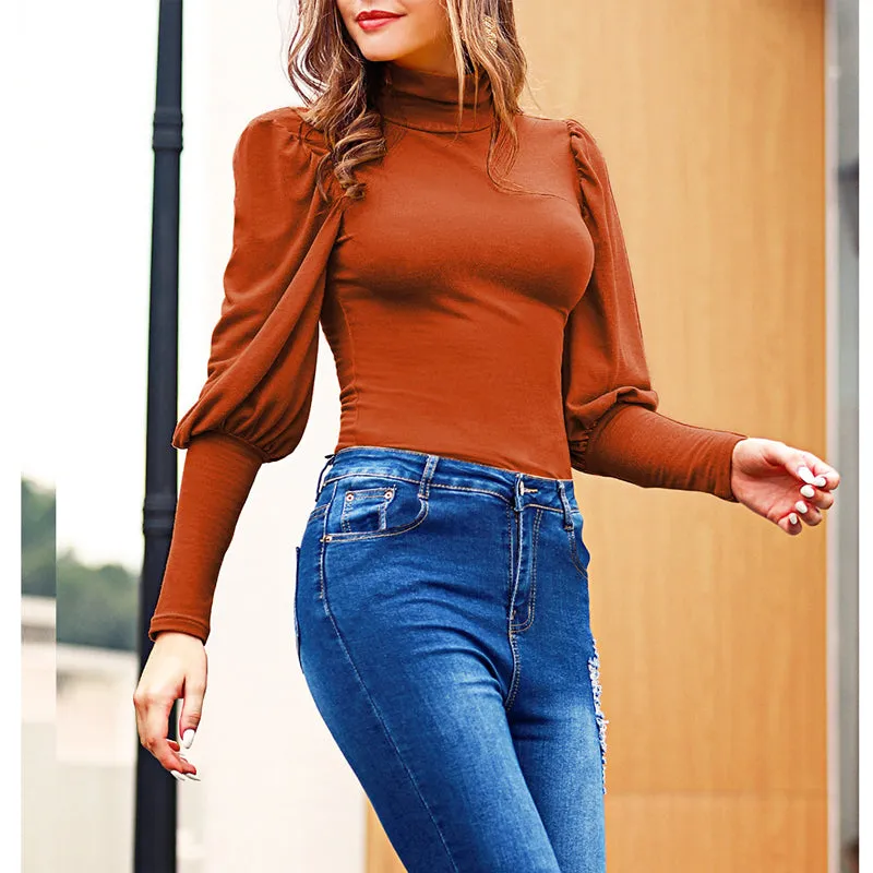 Women's Long Sleeve Slim Fit Turtleneck Basic T-Shirts