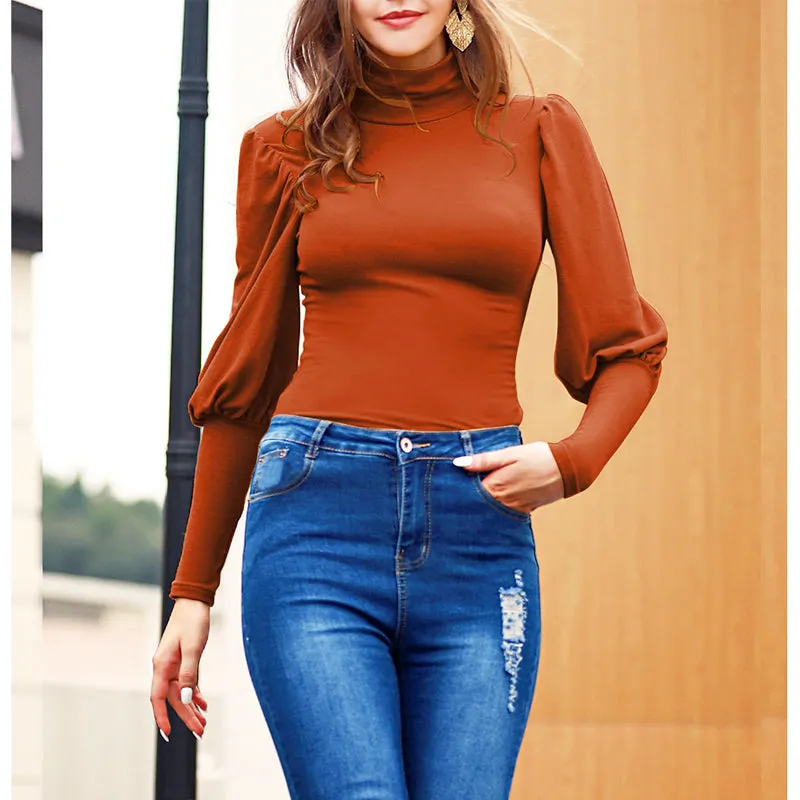 Women's Long Sleeve Slim Fit Turtleneck Basic T-Shirts