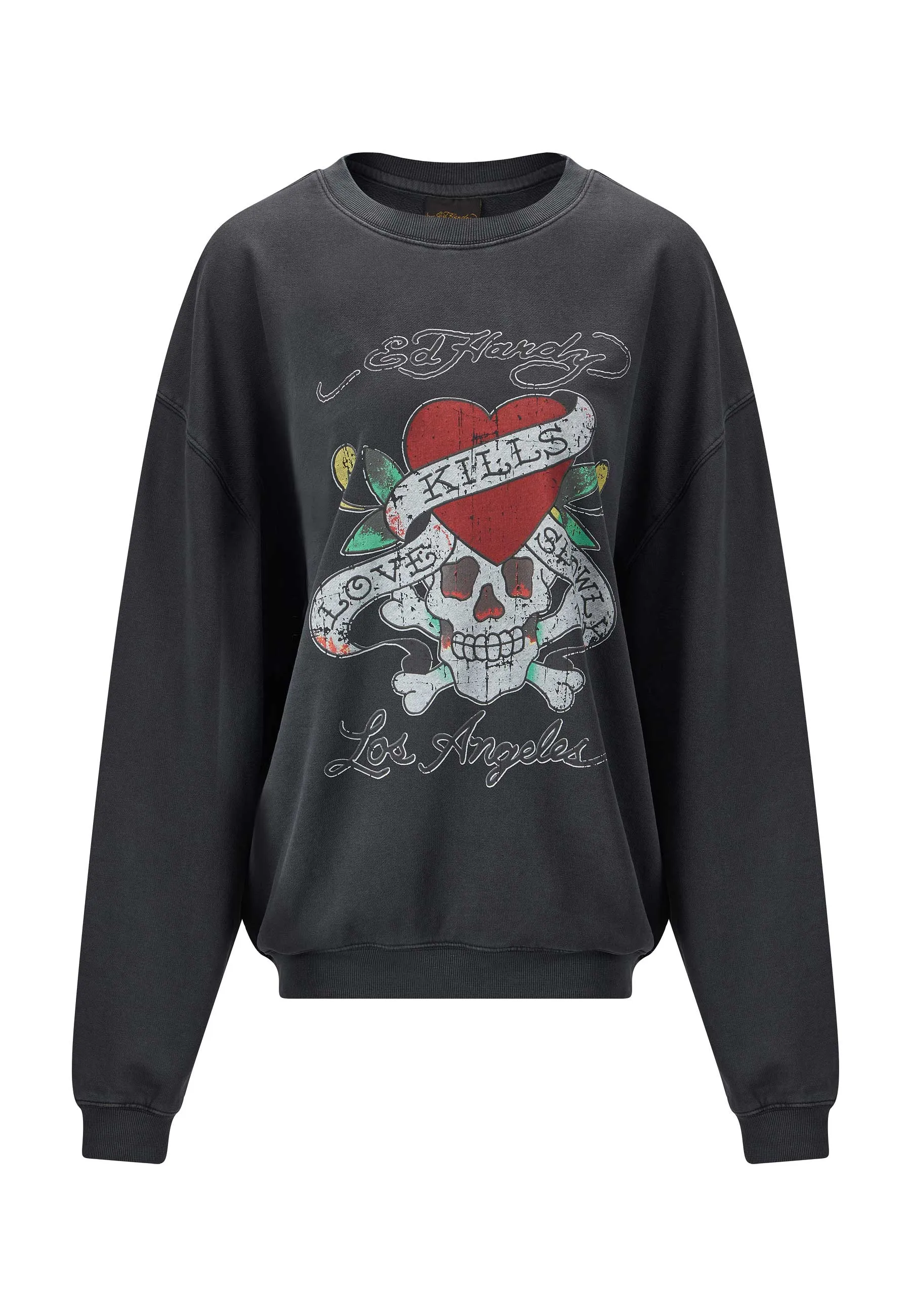 Womens Love Kills Sowly Graphic Relaxed Crew Neck Sweatshirt - Black