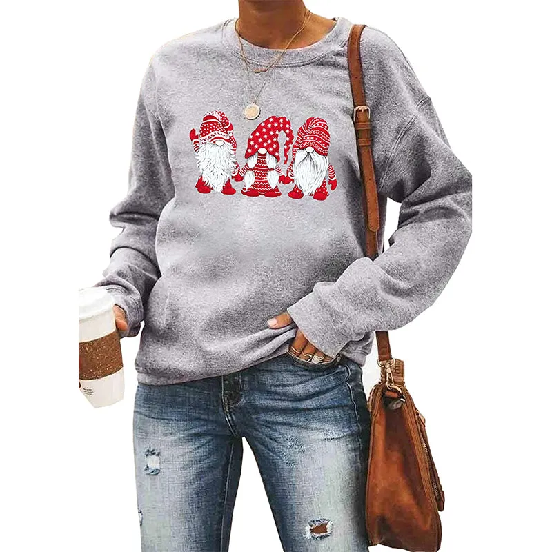 Women's Santa Claus Graphic Long Sleeve Pullover Sweater