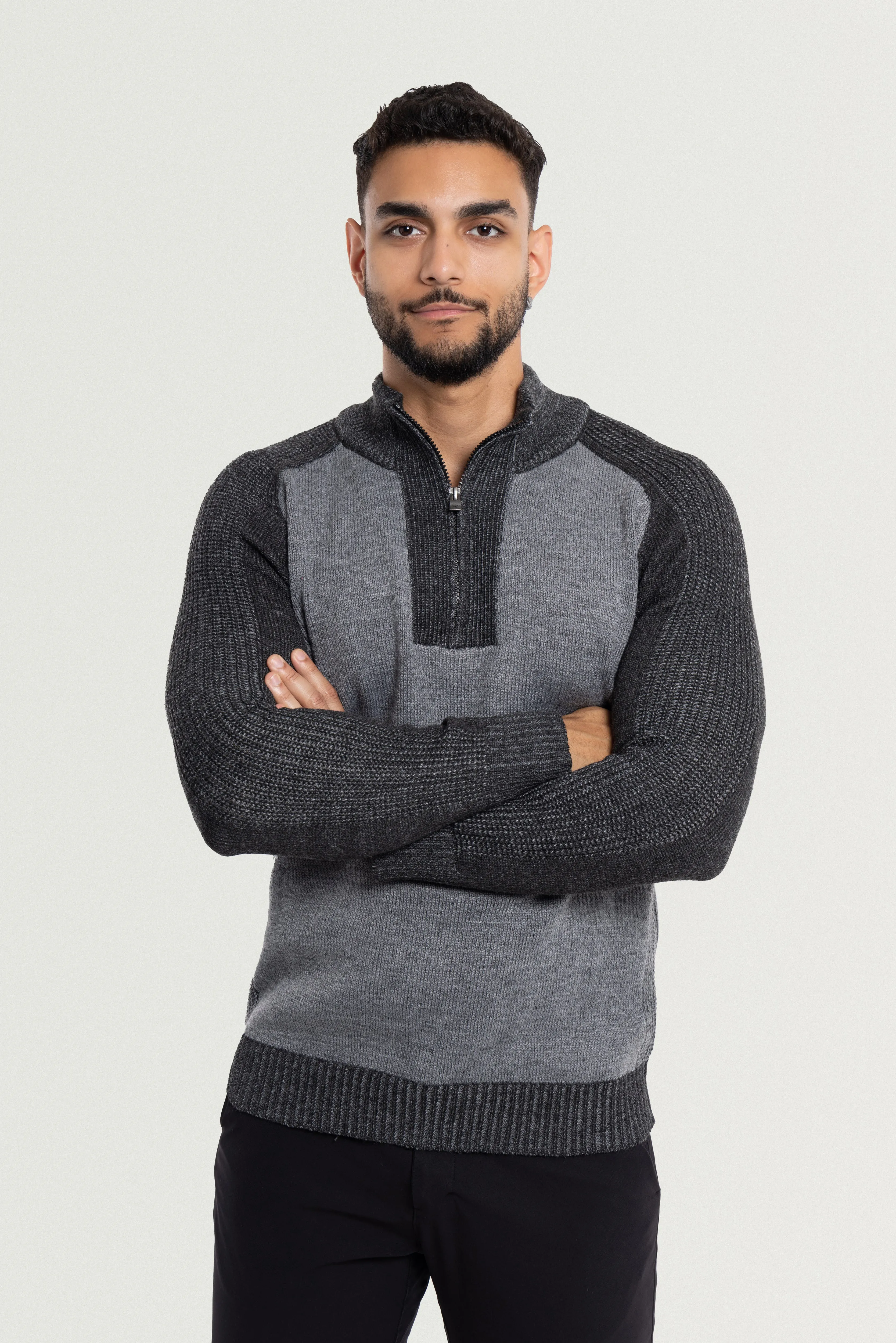 X RAY Men's Quarter Zip Mock Neck Pullover Sweater