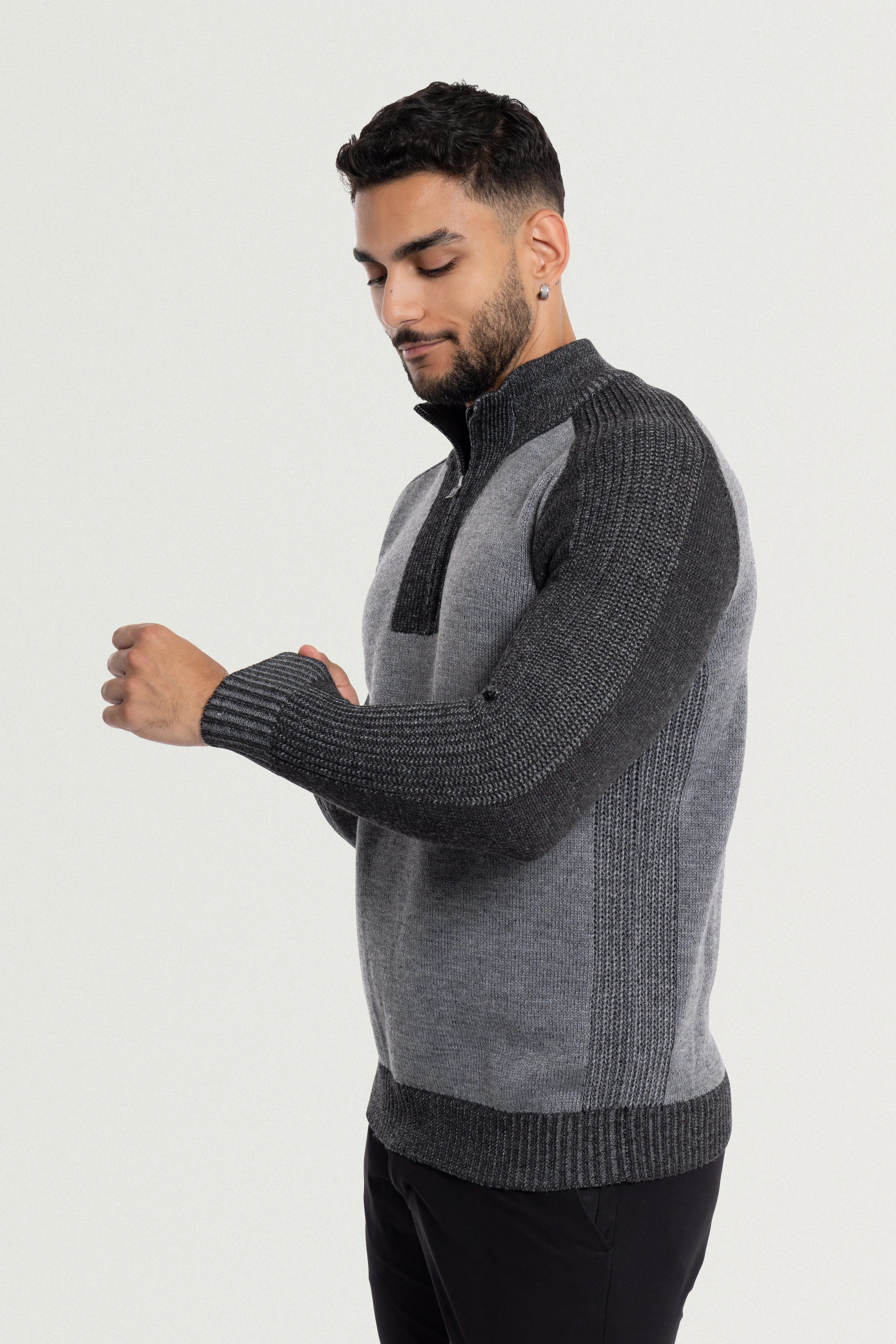 X RAY Men's Quarter Zip Mock Neck Pullover Sweater