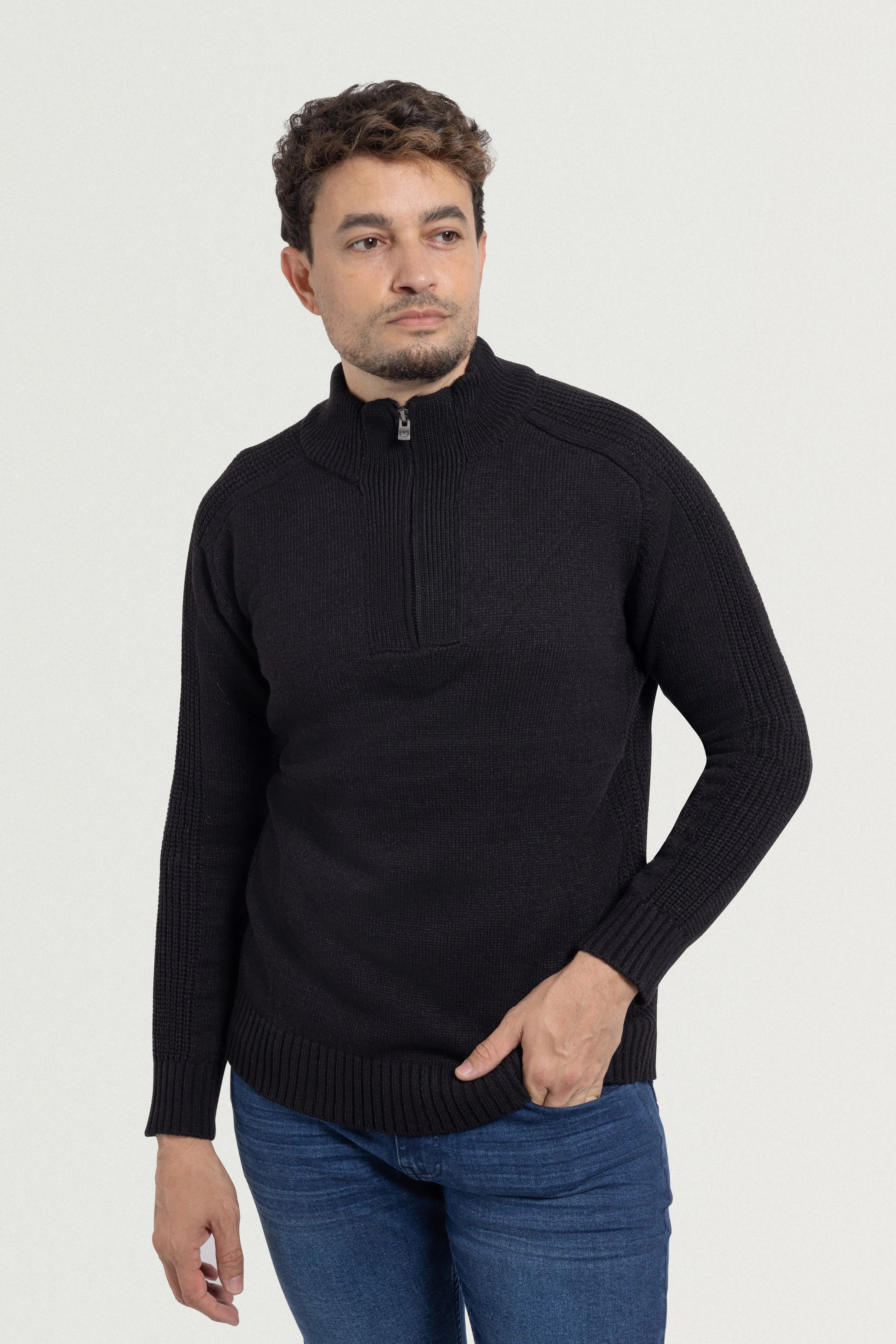 X RAY Men's Quarter Zip Mock Neck Pullover Sweater