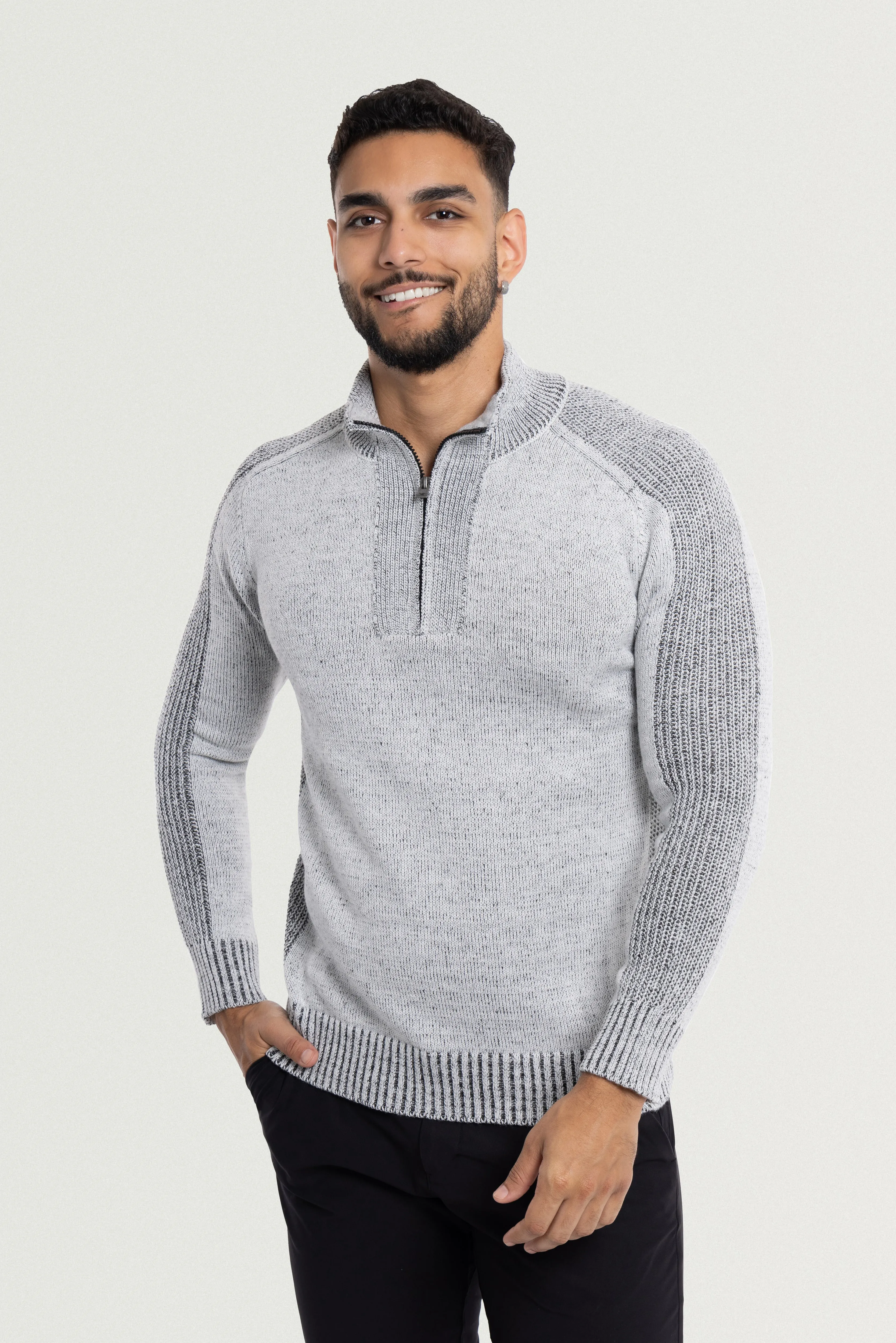 X RAY Men's Quarter Zip Mock Neck Pullover Sweater