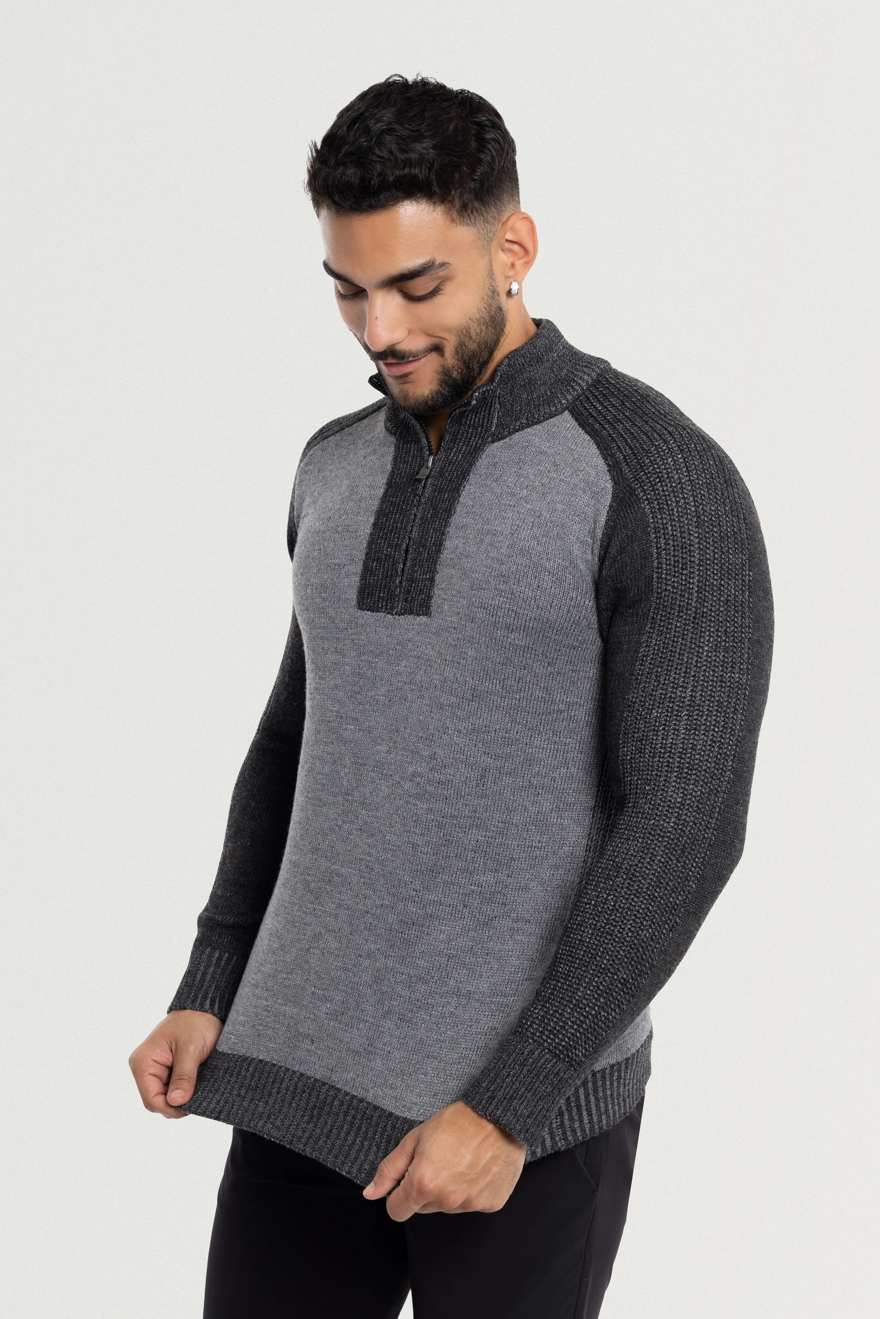 X RAY Men's Quarter Zip Mock Neck Pullover Sweater