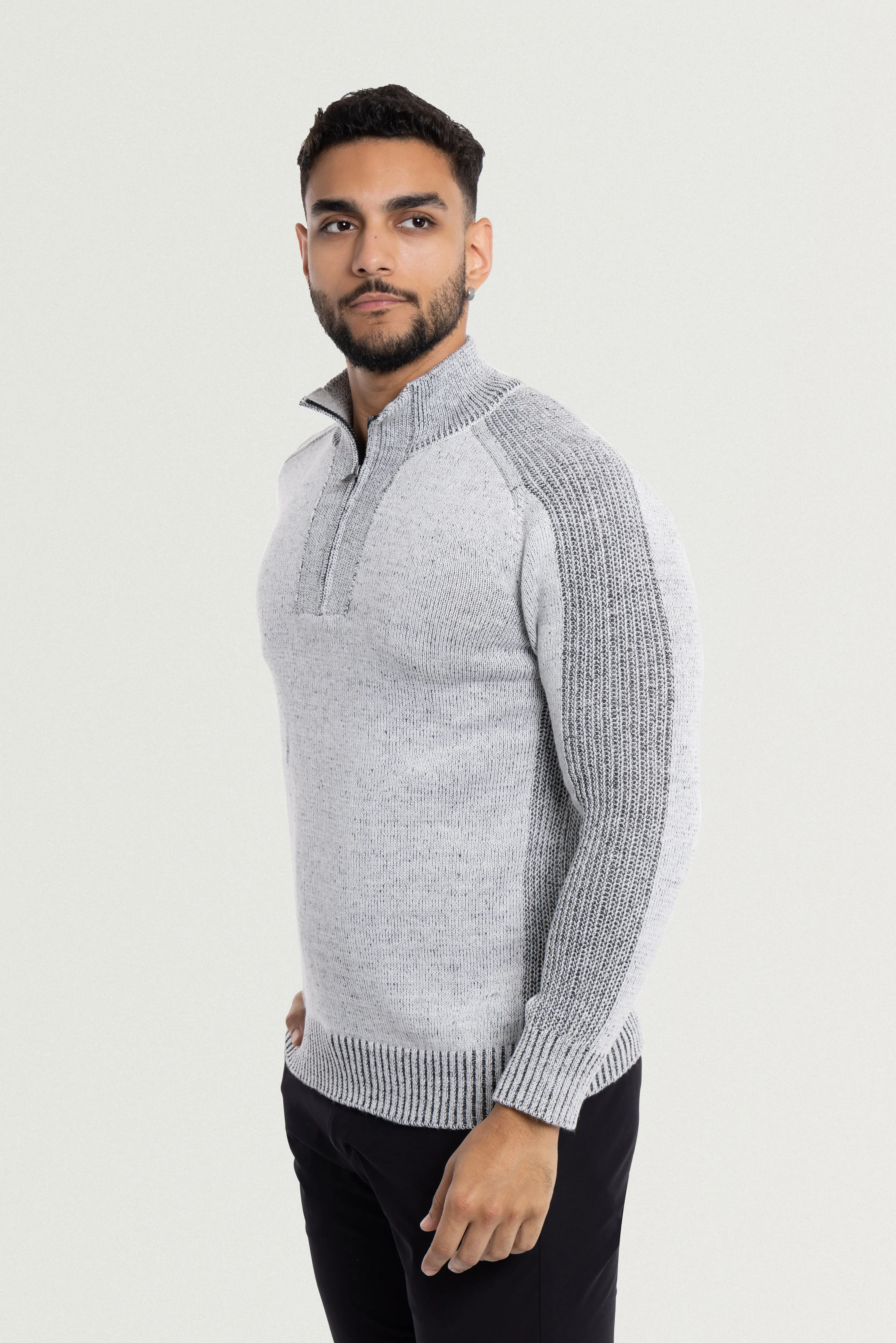 X RAY Men's Quarter Zip Mock Neck Pullover Sweater