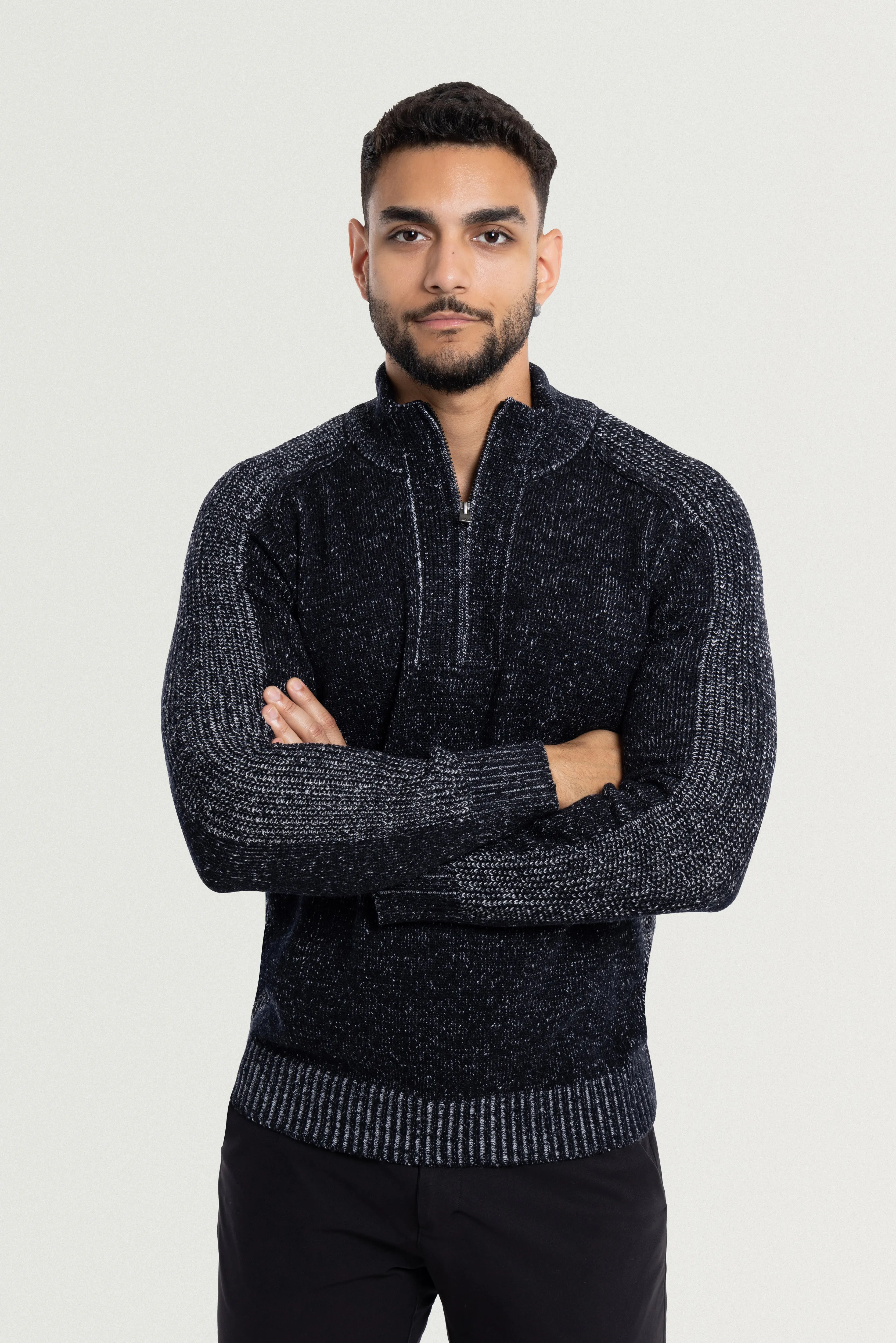 X RAY Men's Quarter Zip Mock Neck Pullover Sweater