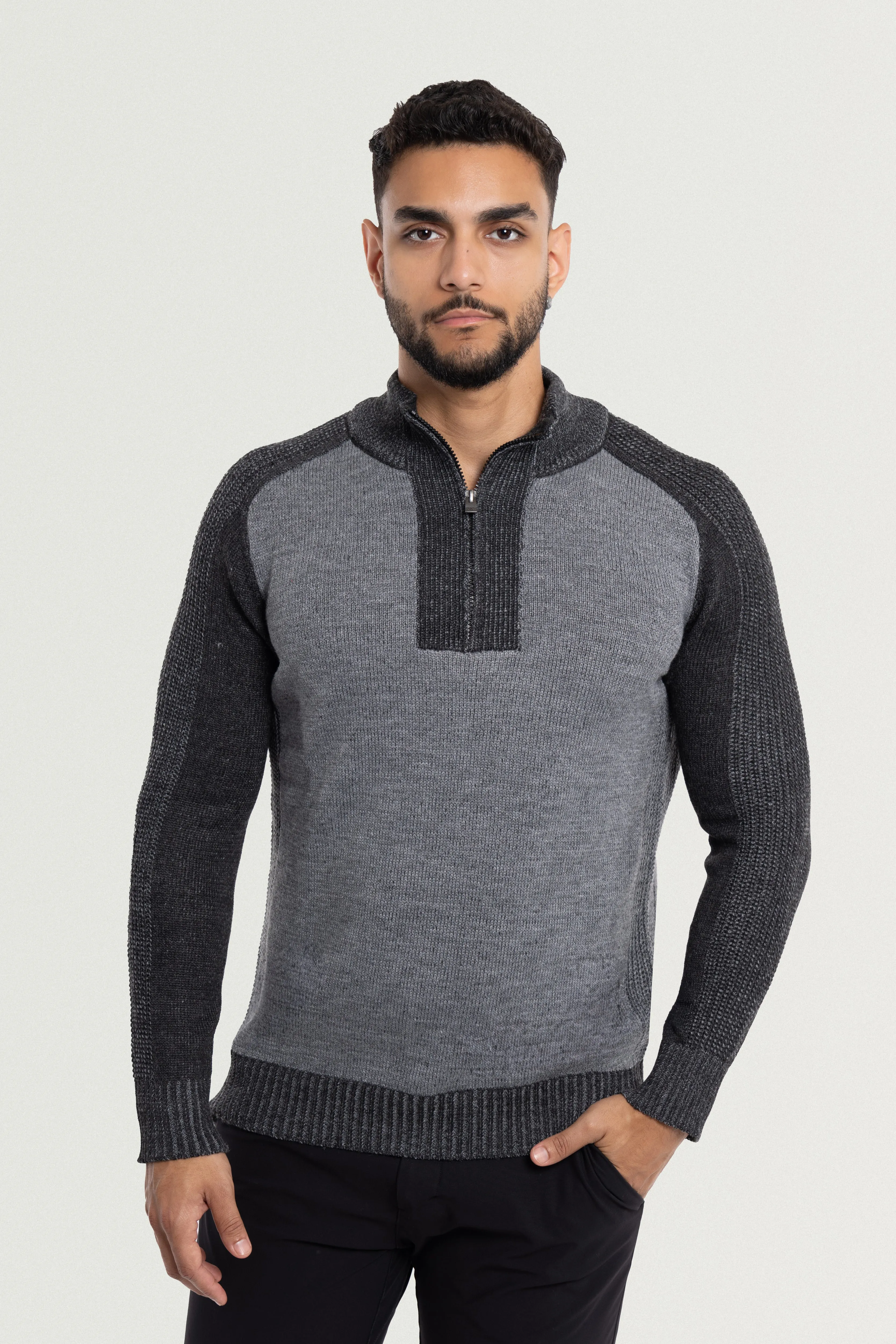 X RAY Men's Quarter Zip Mock Neck Pullover Sweater