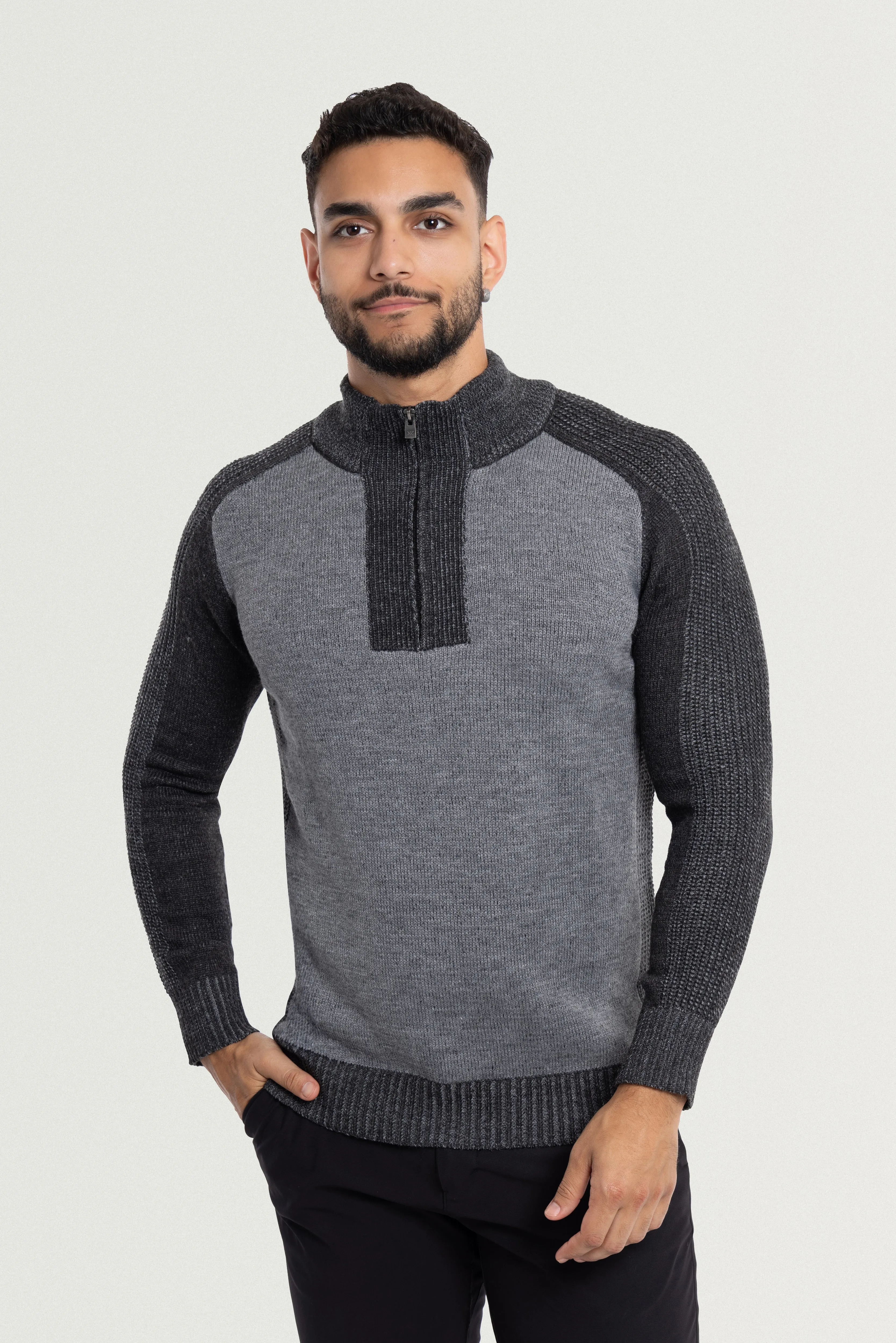 X RAY Men's Quarter Zip Mock Neck Pullover Sweater