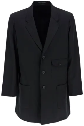 Yohji yamamoto oversized wool blazer with openings