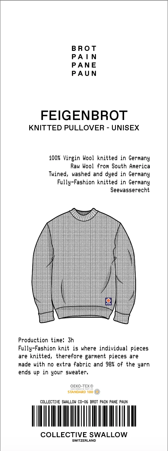 ZWIEBACK - FEIGENBROT - BASLER BROT - KNITTED SWEATER - MADE FROM VIRGIN WOOL